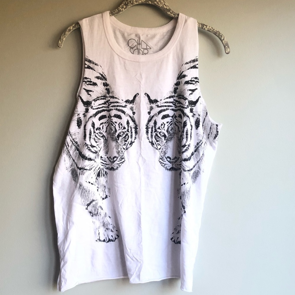 Chaser White Tiger Head Muscle Tank- Medium
